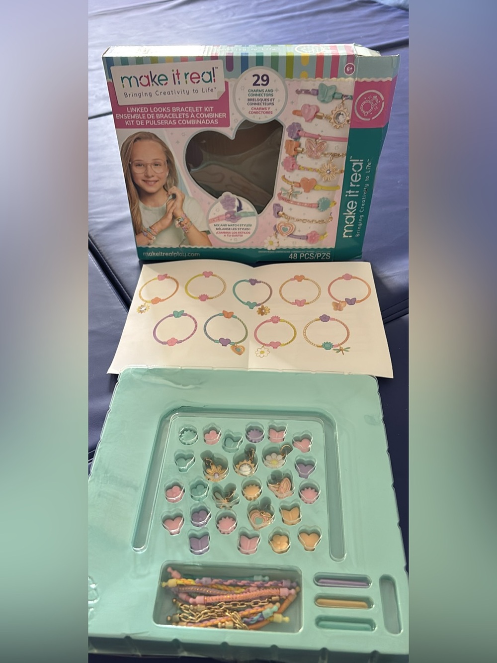 Make It Real Linked Looks Bracelet Kit - Pastel Heart Charms